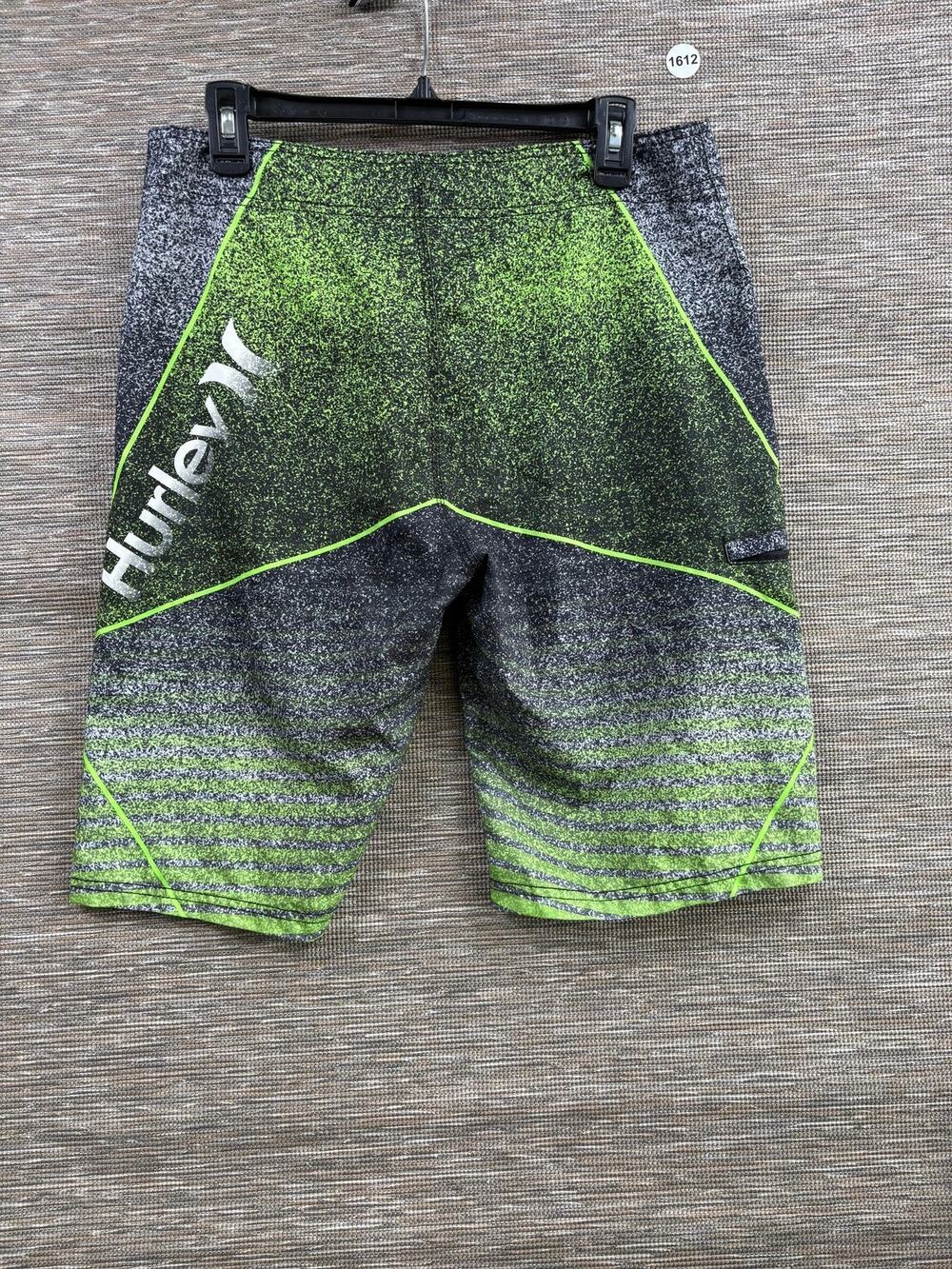 Hurley Board Shorts Mens 30 Green Black Gradient Striped Drawstring Pocket